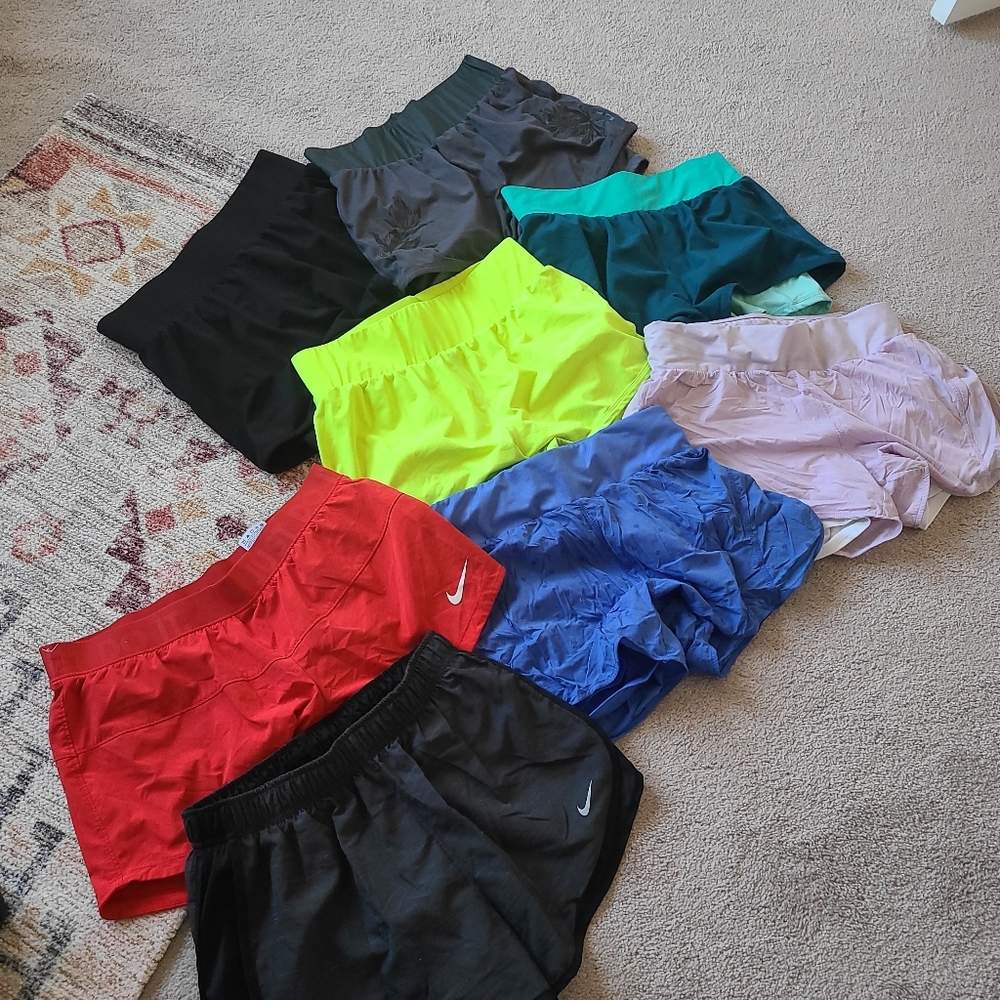 8 pairs fabletics & nike shorts size medium